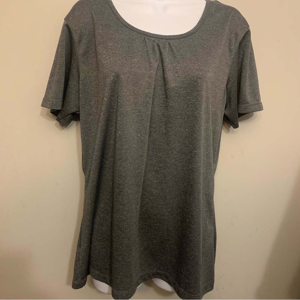 Eddie Bauer Gray Scoop Neck T-Shirt Top Sz XL (athletic type material) - Picture 2 of 10